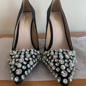 Azalea Wang Satin Rhinestone &Pearl Pumps